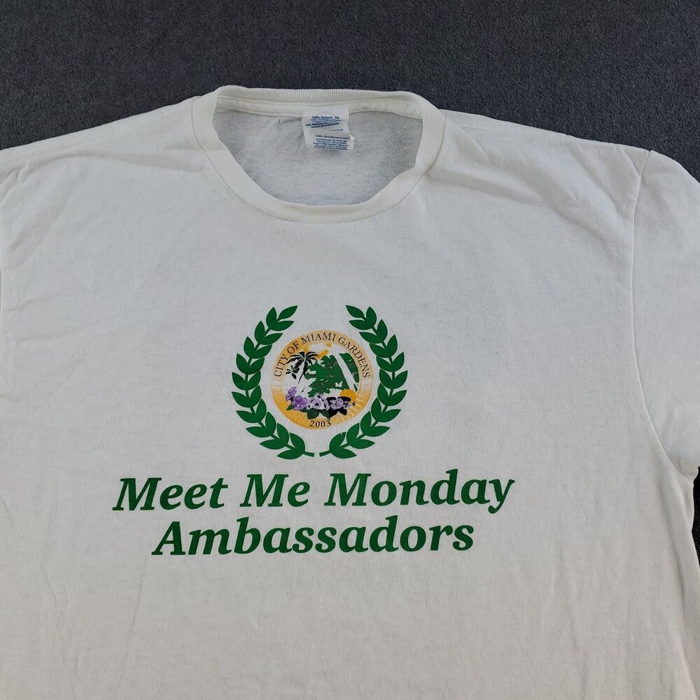 Vintage Meet Me Monday Ambassadors Tshirt 2003 Adult Medium White Miami Gardens